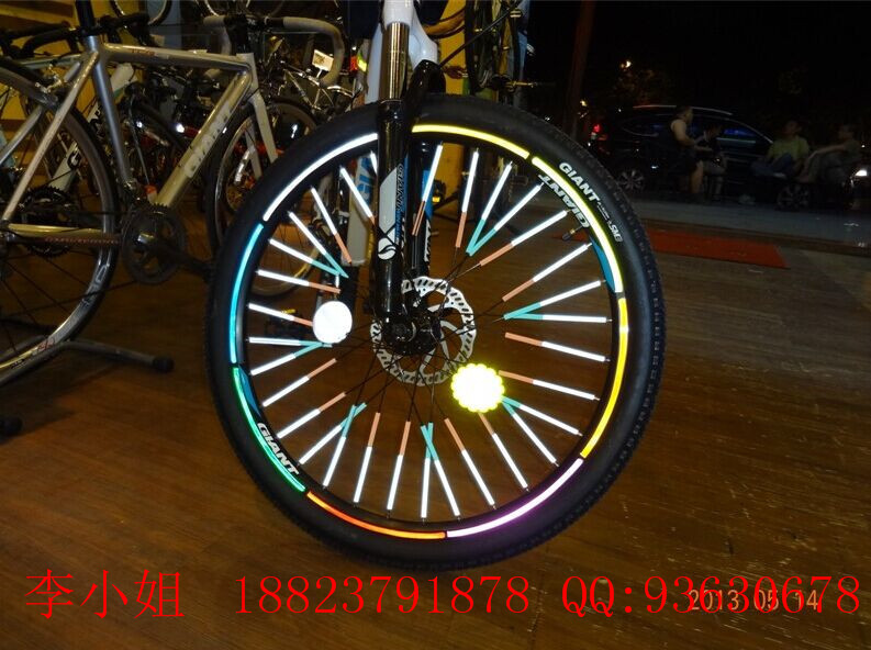 单车自行车反光条 辐条反光棒 反光材料鱼骨贴 厂家批发reflective spokes 2