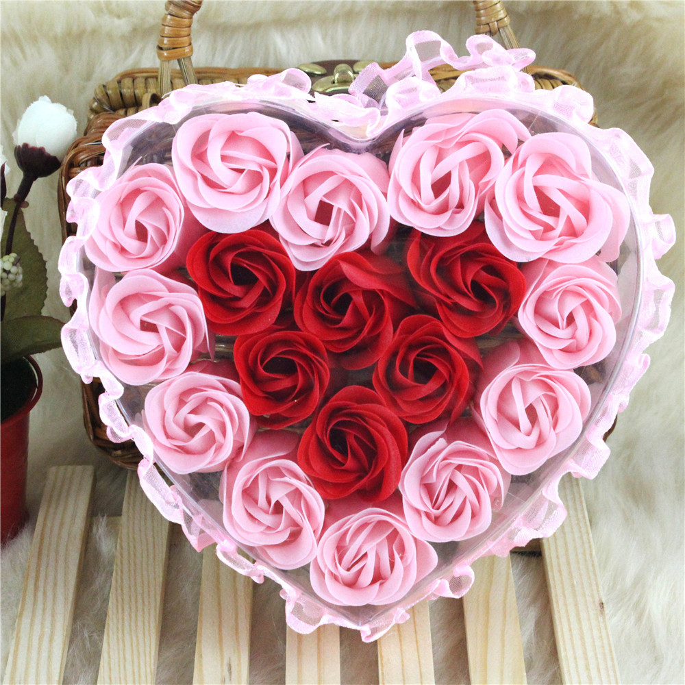 厂家直销 创意母亲节礼品婚庆礼品18朵蕾丝提手香皂玫瑰花礼盒