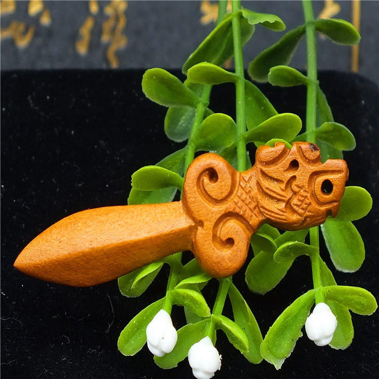 天然桃木雕刻福锁 桃木手工精雕小件 配饰 吊坠 厂家直销-工艺品