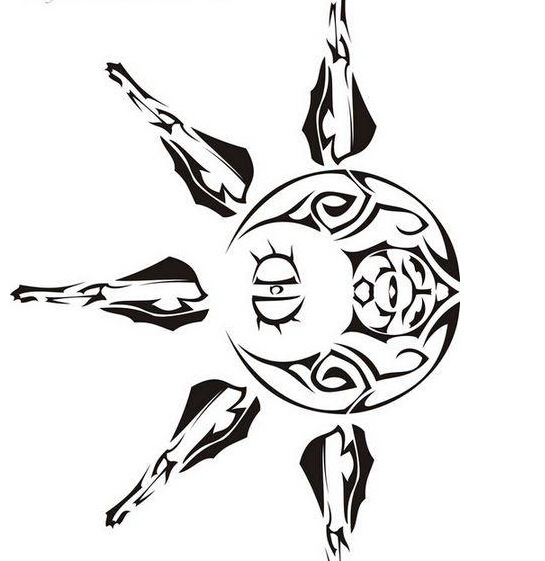 找精致太阳纹文身图案