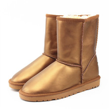 厂家批发5825中筒金色防水雪地靴牛筋底冬季保暖加厚女靴一件代发
