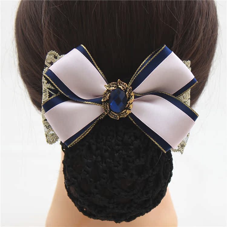 鼎喆饰品蓝职业发网职业头花 员工酒店银行空姐头花 韩版新款