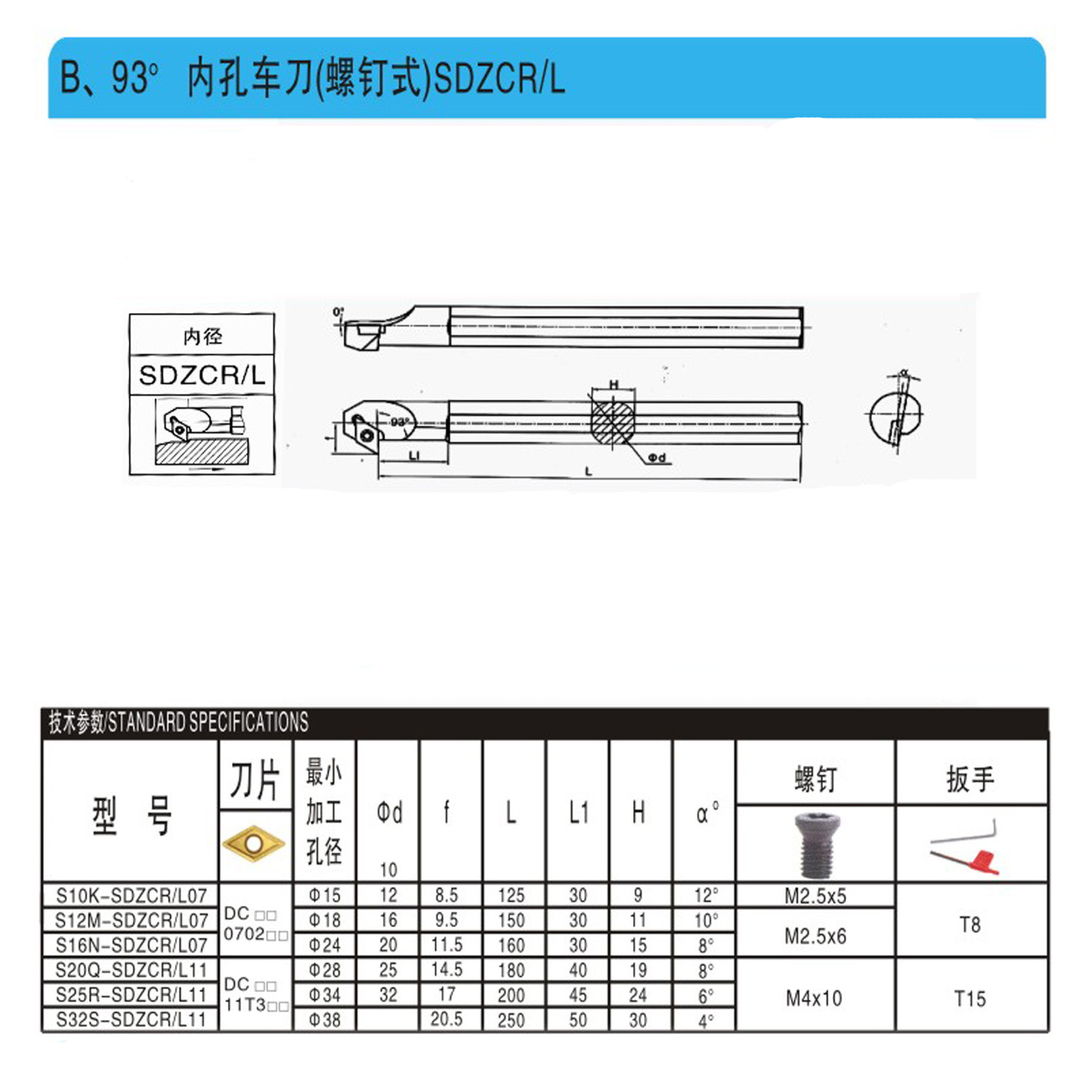 车刀把 螺钉式车刀杆 93度内孔数控车刀 s20r-sdzcr11 特价批发