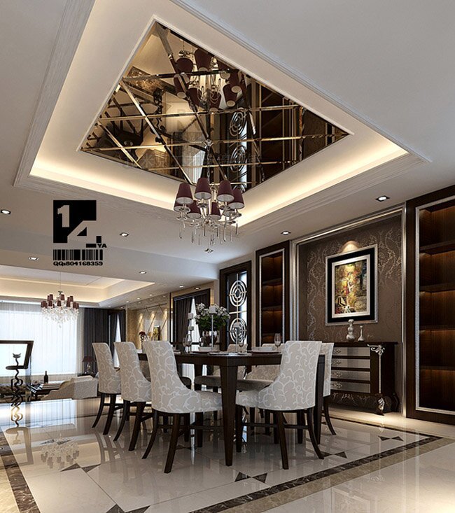 家装吊顶玻璃拼镜定制 客厅艺术玻璃加工拼镜磨砂透光装饰镜