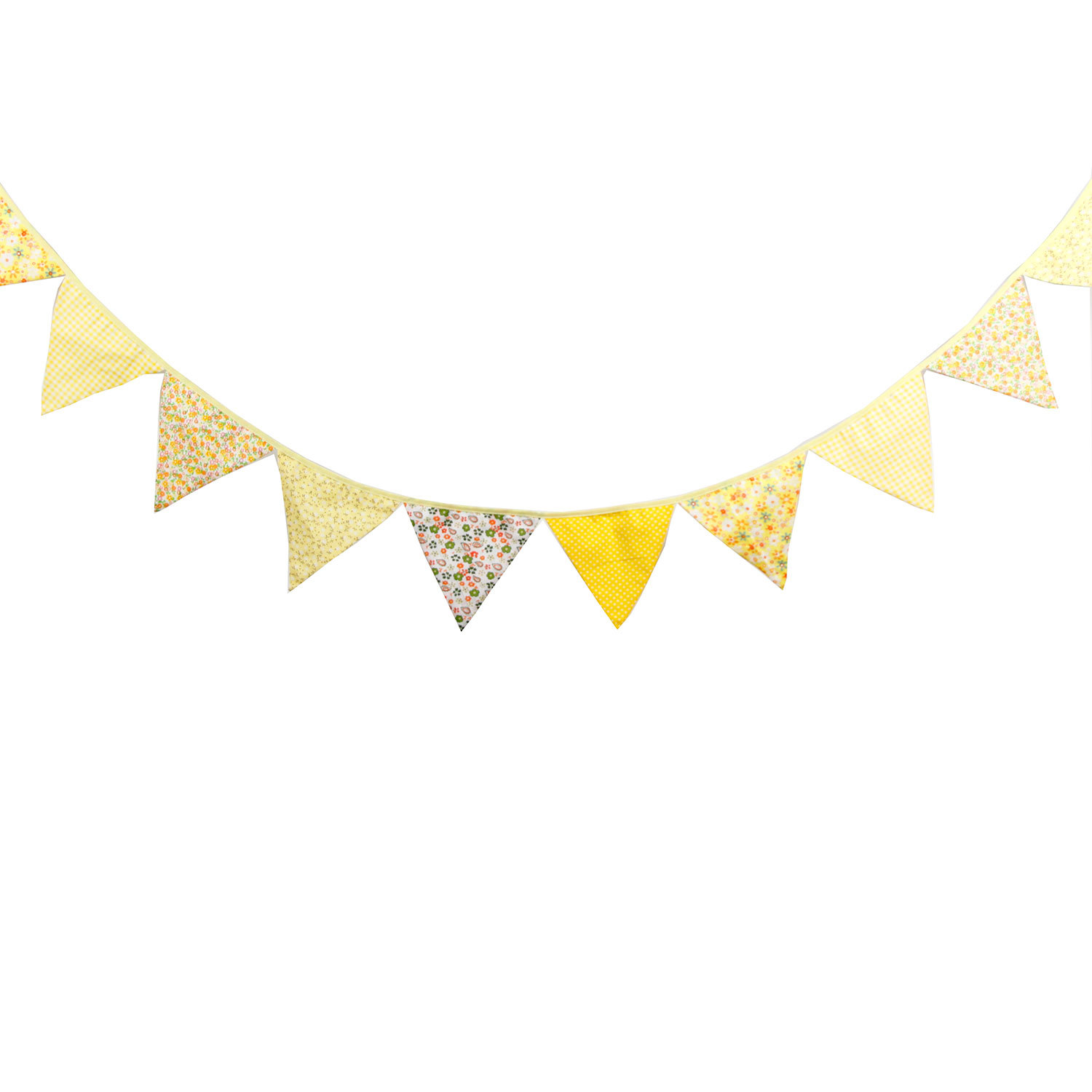 黄色棉布三角挂旗儿童生日三角旗婴儿拍摄背景婚礼棉布拉旗