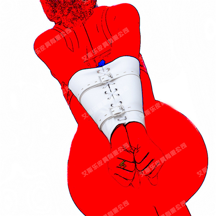 艾斯乐白色便捷直凼缚铐情趣束缚袋禁锢捆绑紧束皮革拘束品批发