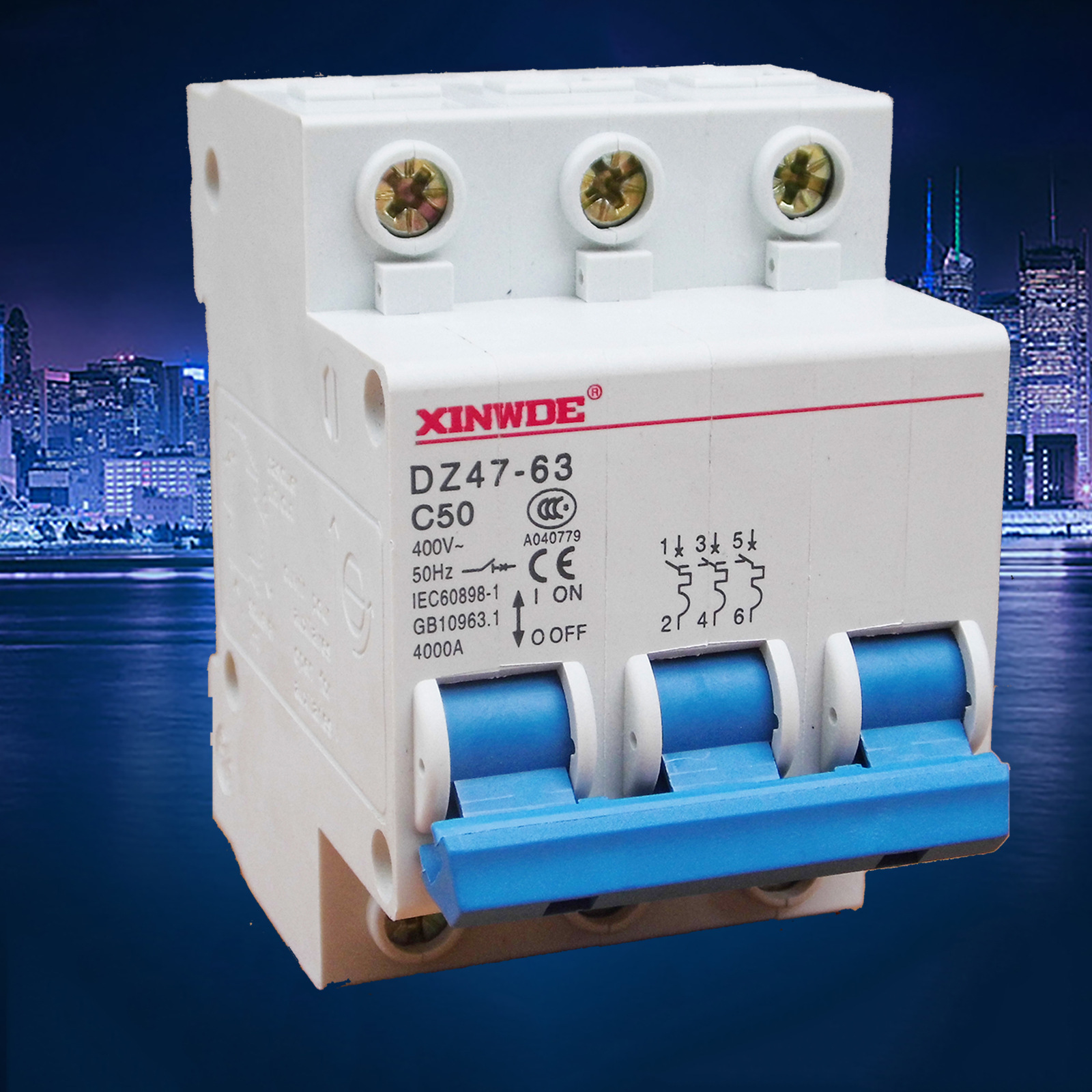 鑫威德 空气开关dz47-63 3p家用c45 40a小型断路器短路保护断路器