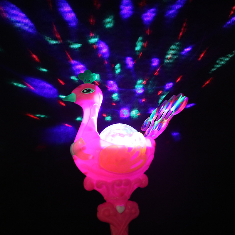 新款孔雀 大头儿子 冰雪魔法棒地摊热卖儿童玩具音乐闪光棒 批发