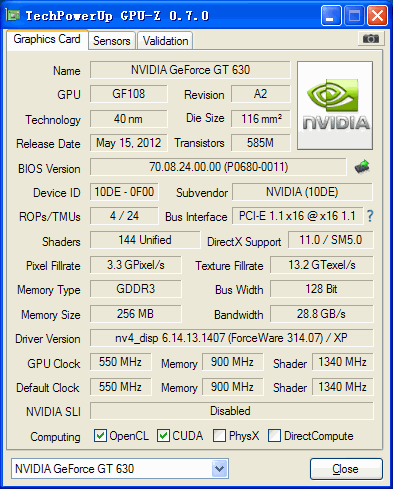 显卡gt630 1gb ddr3 pci-e 独立显卡