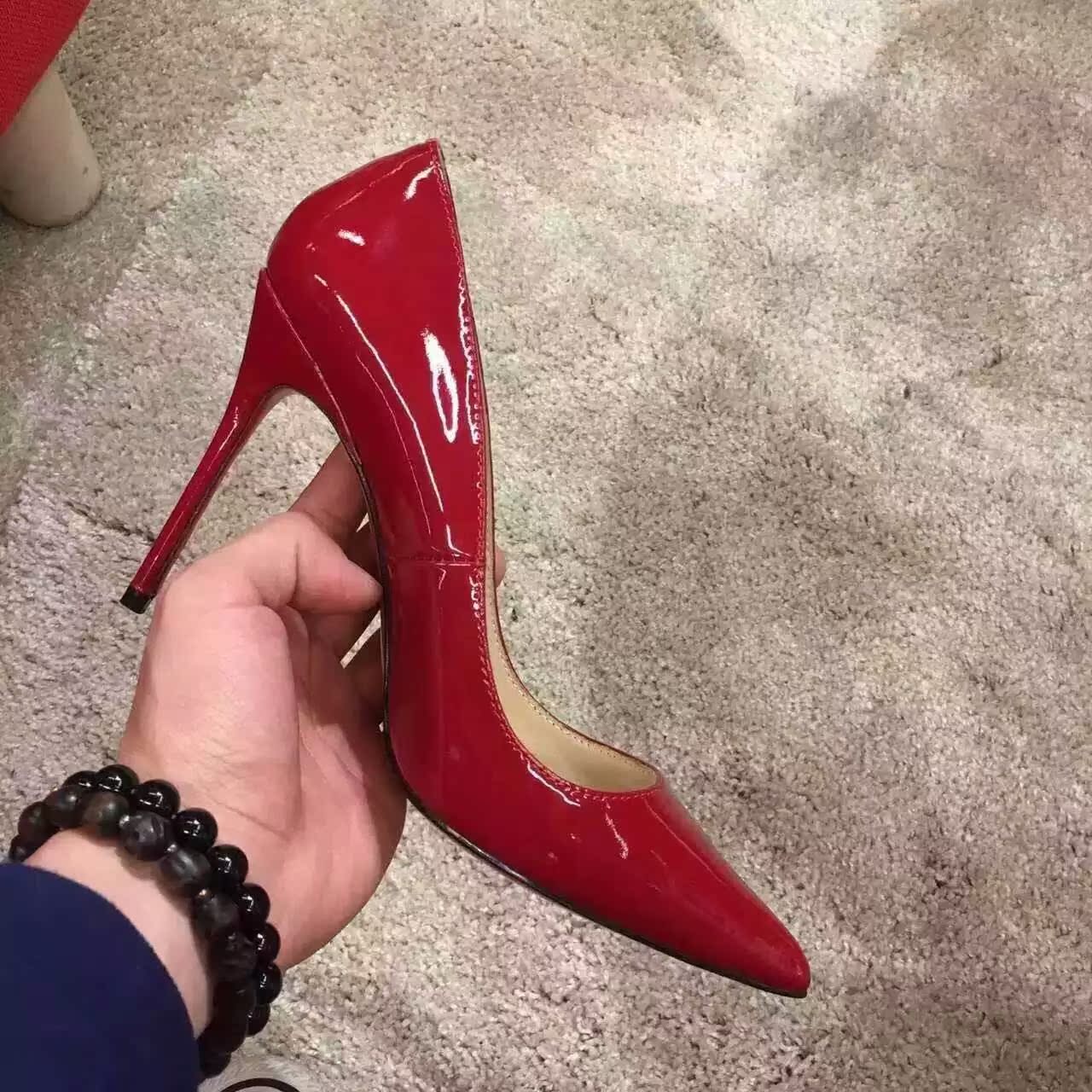 16春夏新款红色高跟婚鞋尖头红底鞋高档真