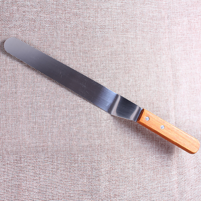 木柄8寸曲抹刀 蛋糕吻刀 蛋糕奶油裱花刮平弯抹刀 如意烘焙工具