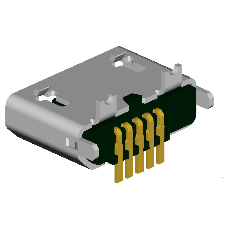 低频 产品说明: ab型方口microusb母座5pin,端子为180度直插封装,与