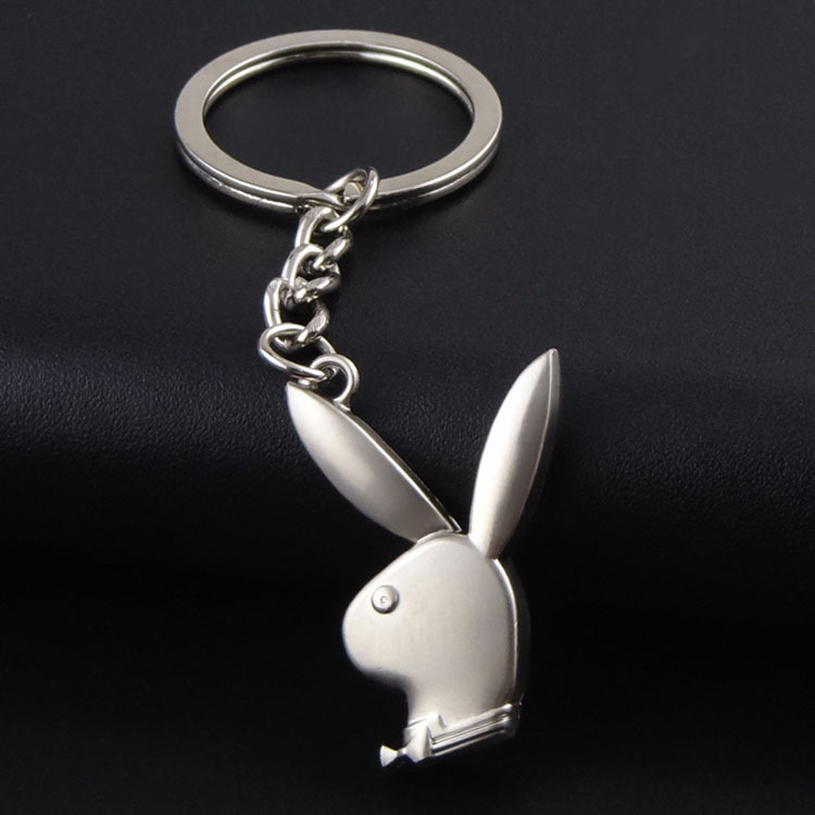 现货批发迷你仿真花花公子兔子头钥匙扣 创意活动宣传小礼品定制