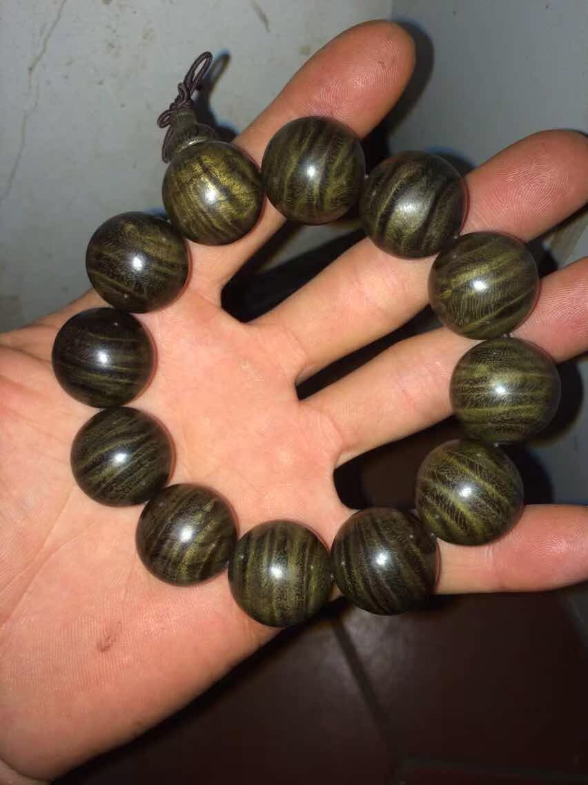 厂家批发 四川金丝楠阴沉木2.0水波纹闪电龙胆男款木质佛珠手链