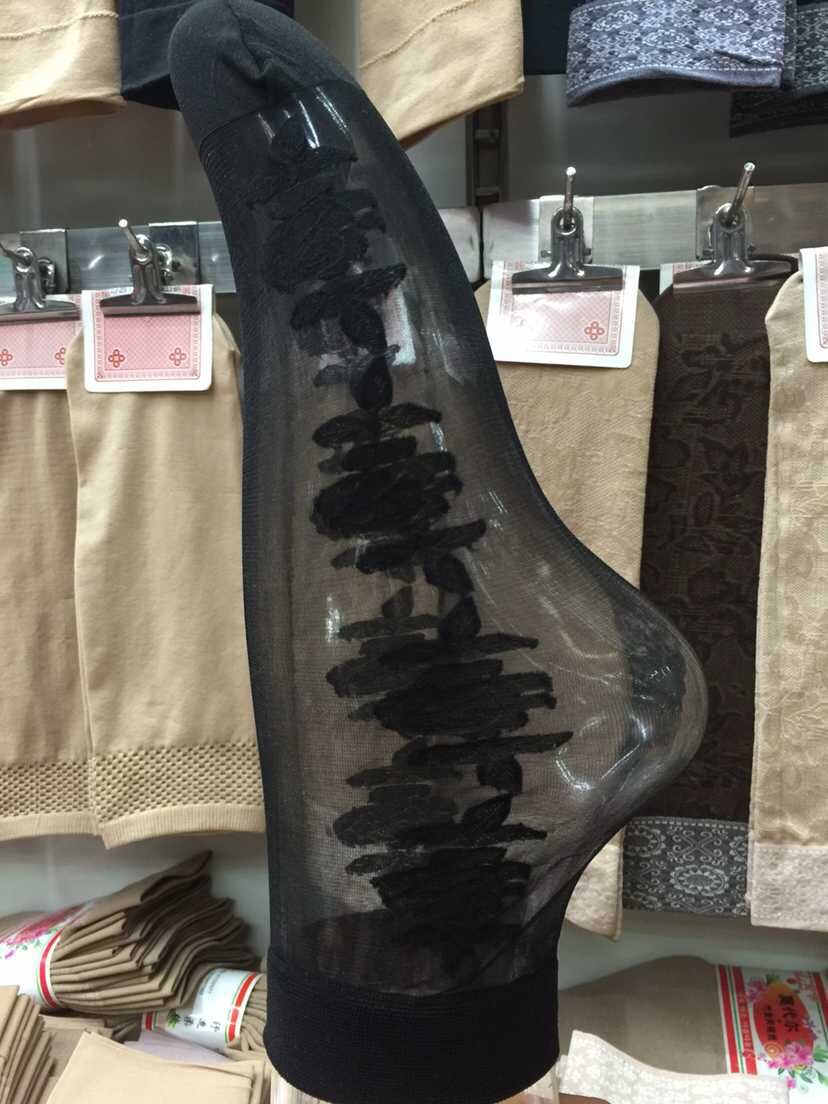 226正品华宇批发韩国水晶袜 玻璃丝短袜透明玫瑰花女袜丝袜