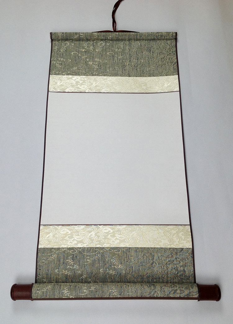 一尺小品空白挂轴卷轴书画生宣纸画轴立轴全绫布装裱厂家直销