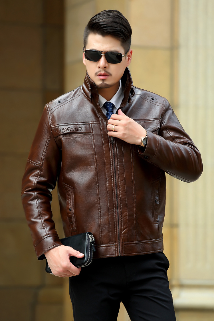 厂家促销冬季真皮皮衣男 中年男式皮衣皮毛一体休闲外套