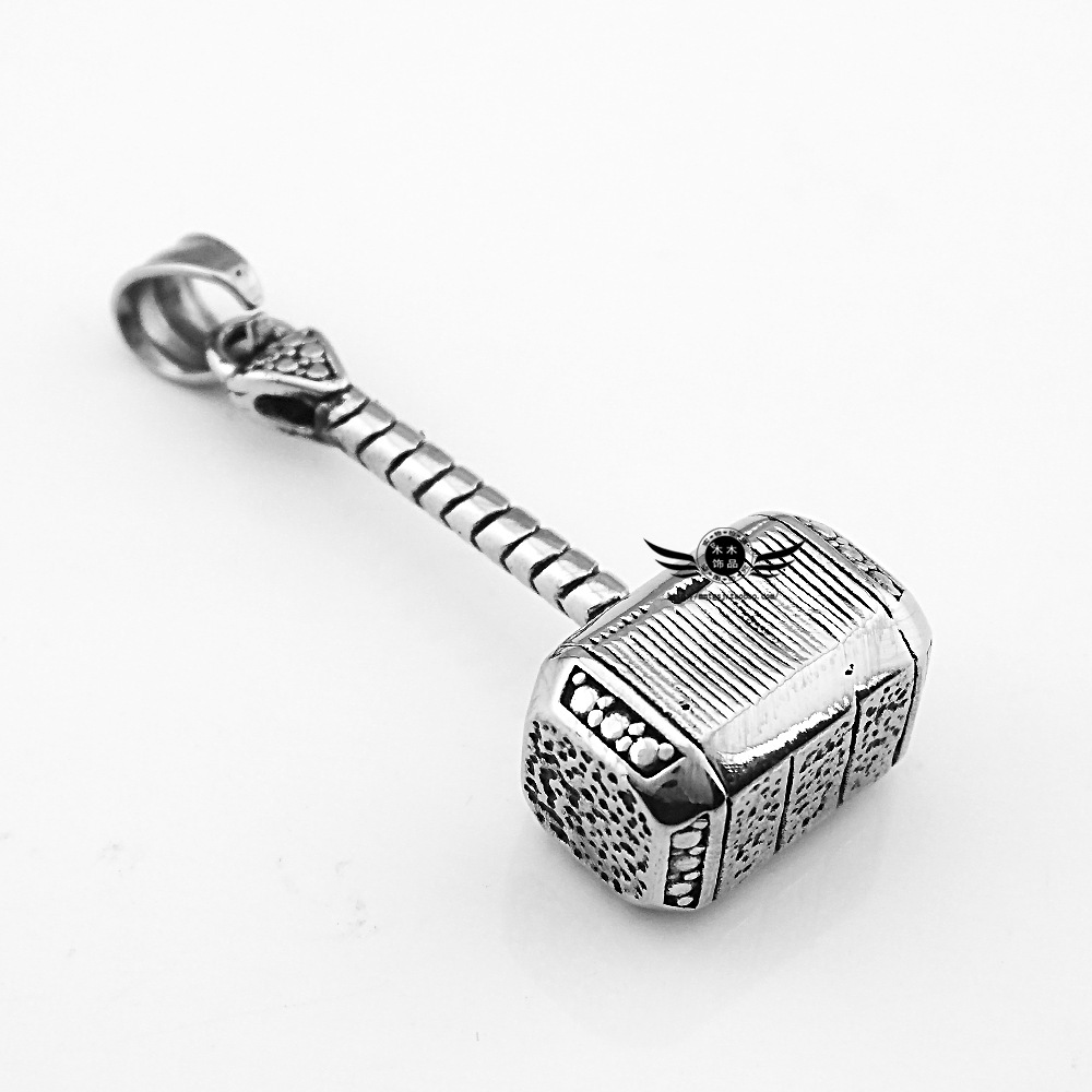 外贸热销欧美个性 索尔雷神之锤 男士摇滚霸气压铸吊坠 钛钢项链