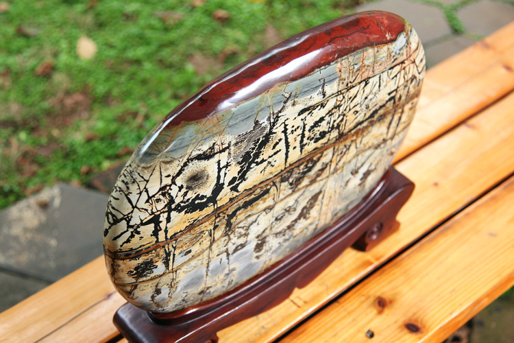 产地批发 广西柳州天然草花石国画石观赏奇石摆件石料工艺礼品246