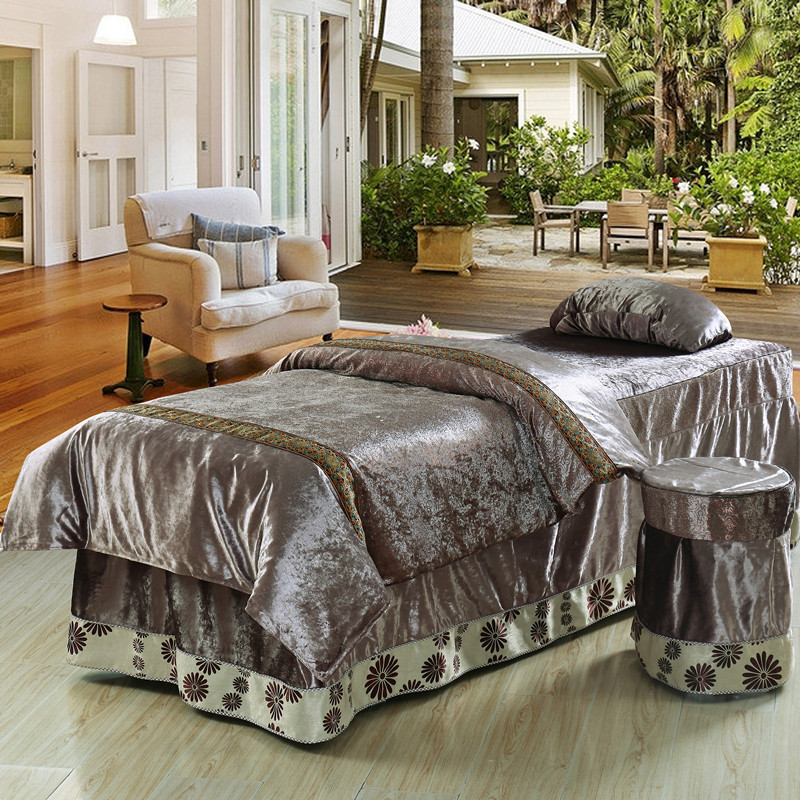 美容院床罩按摩床罩四件套推拿床上用品套件定