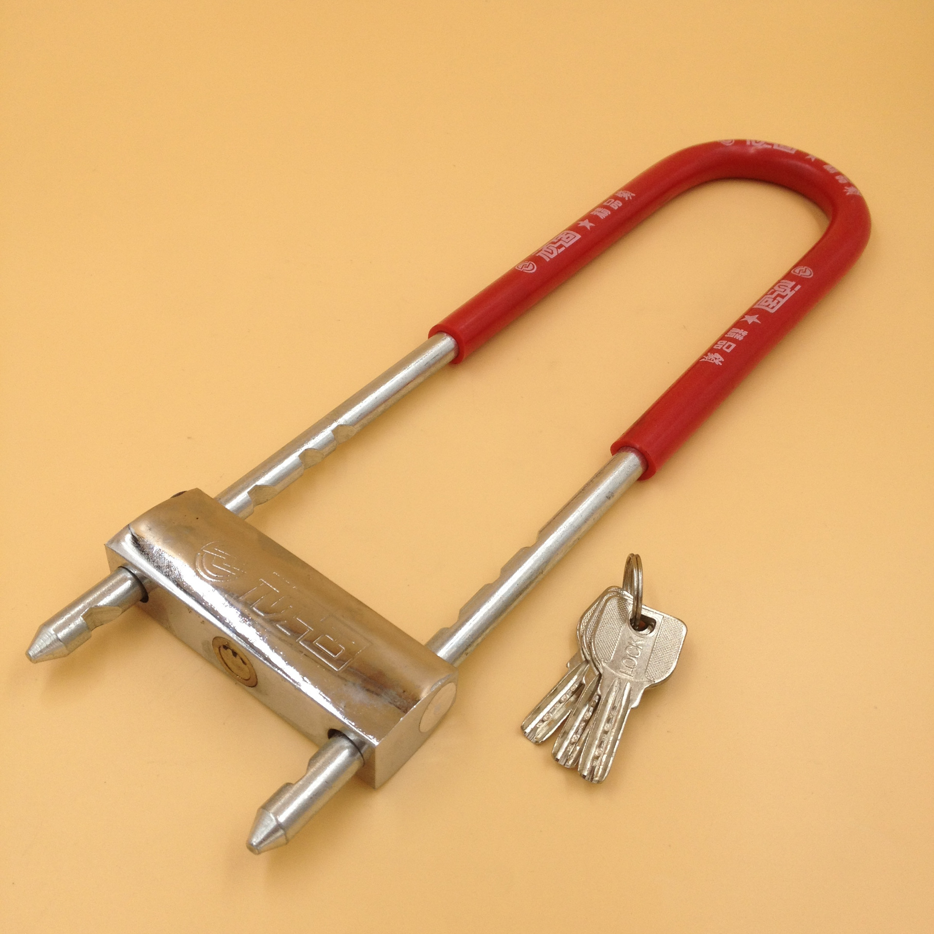 电瓶车摩托车交通锁厂销 批发顽固牌防盗锁 玻璃门u型插锁批发