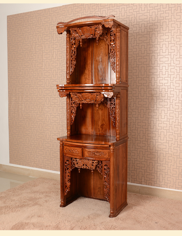 红木实木神柜_fk10003三位神楼 中式精美刺猬紫檀红木实木批发 - 阿里