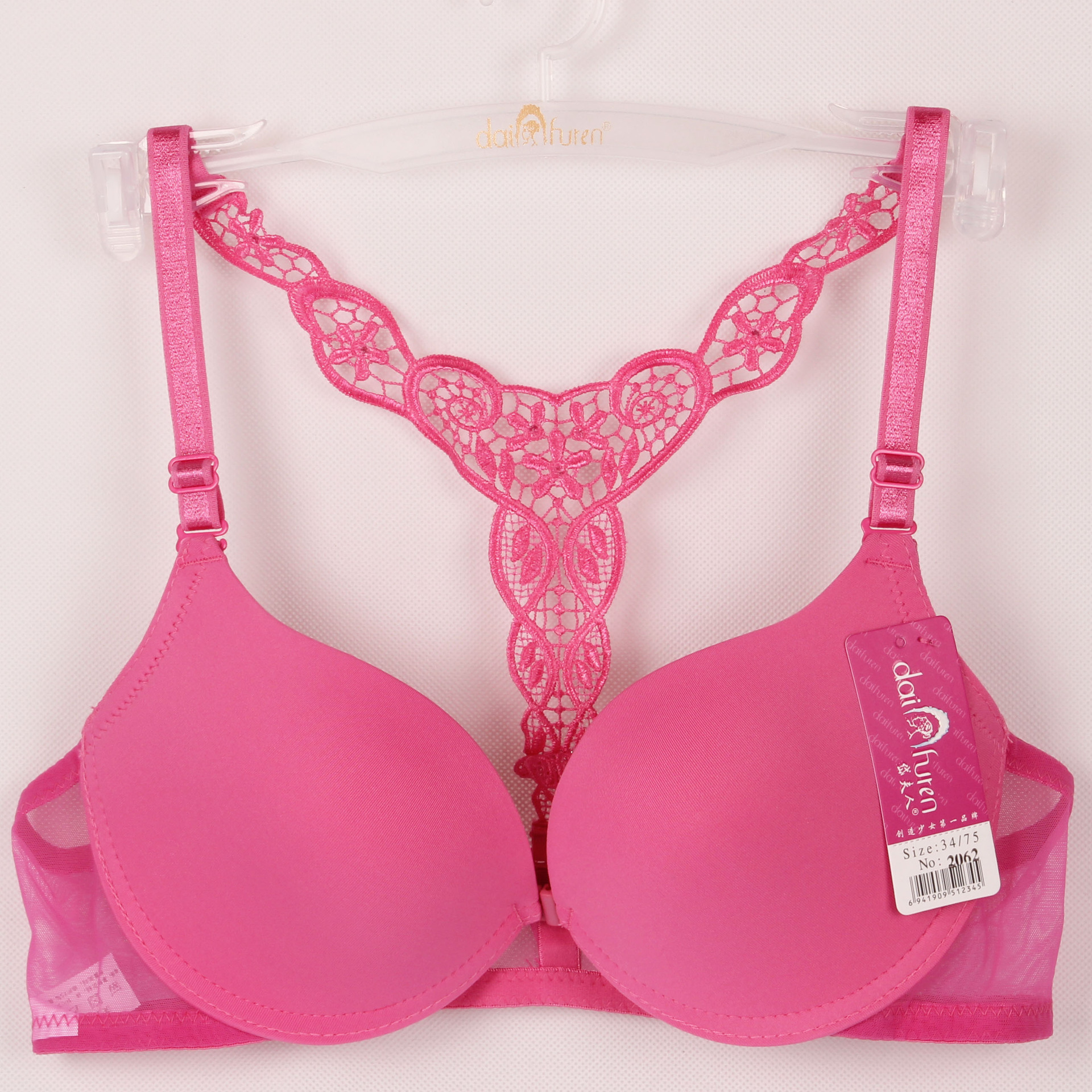 厂家直销 网络岱夫人2062# t字刺绣美背无痕前扣性感聚拢爆款文胸