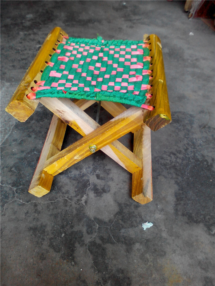 实木槐木榆木清漆手工编面28公分马扎折叠马扎凳子9.9店热卖货源