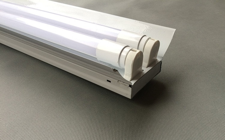 t8日光灯led支架灯双管带罩平盖led线路商场车间地下室照明灯具