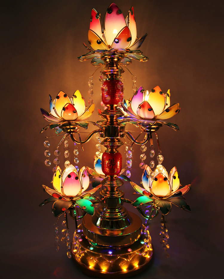 led七品转动莲花落地灯念佛机 寺庙灯 包邮