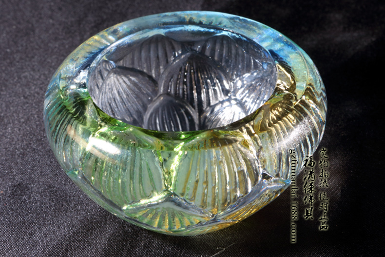 福满徕佛具古法琉璃工艺圆满7色琉璃烛台琉璃酥油灯座真品真琉璃