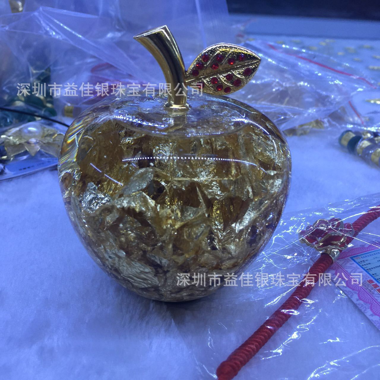 圣诞节礼品金苹果镶钻水晶苹果西方节日创意礼品jb