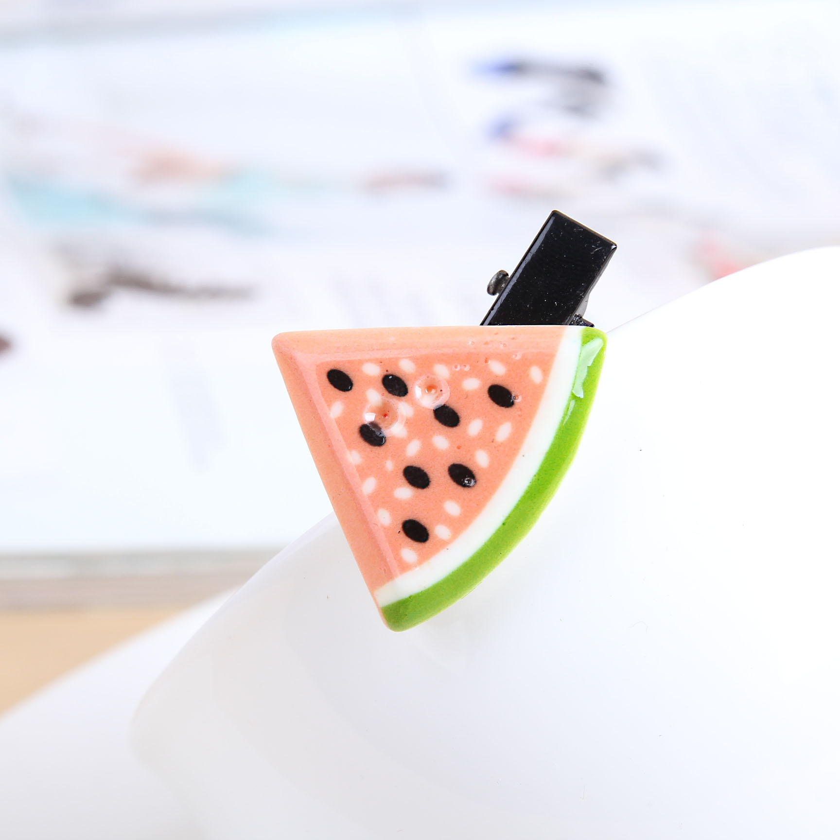 厂家直销森女系超萌可爱软妹原宿仿真西瓜柠檬水果发夹