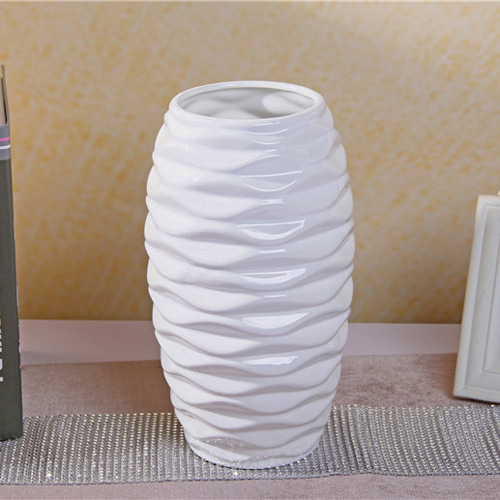纯白陶瓷花瓶 一件起批 工艺品摆件波浪形白色家居花插 软装饰品