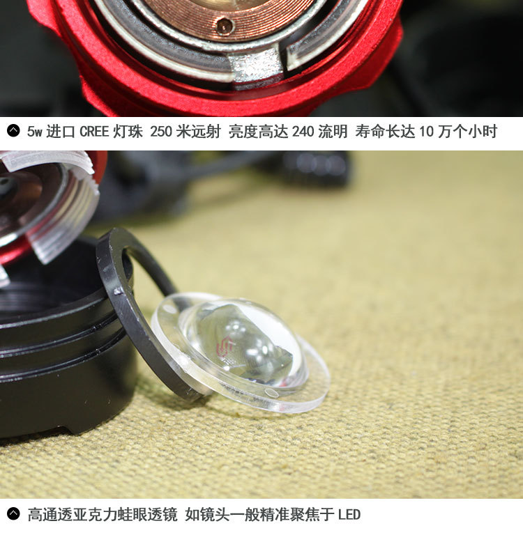 罗门户外LED远射充电强光头灯加工定制-变焦防水黄光狩猎骑行