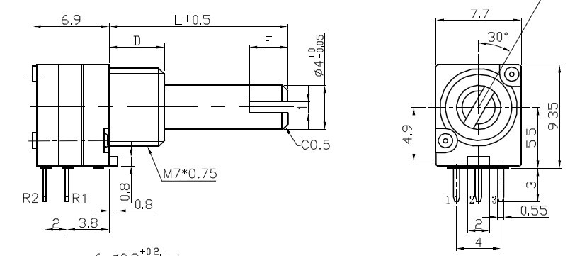 小体积无开关电位器 电位器50k 双联碳