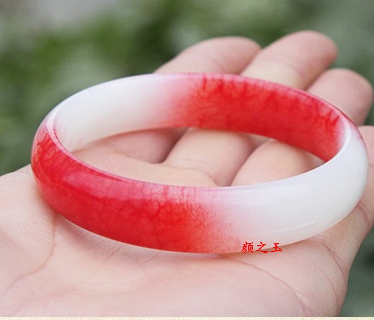 岫玉鸡血石步步惊心若曦同款凤血女款玉镯