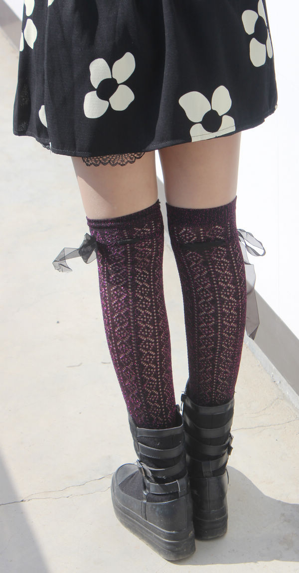 新款彩丝袜套韩国过膝袜套 堆堆袜套过膝袜靴套 镂空袜套过膝袜子