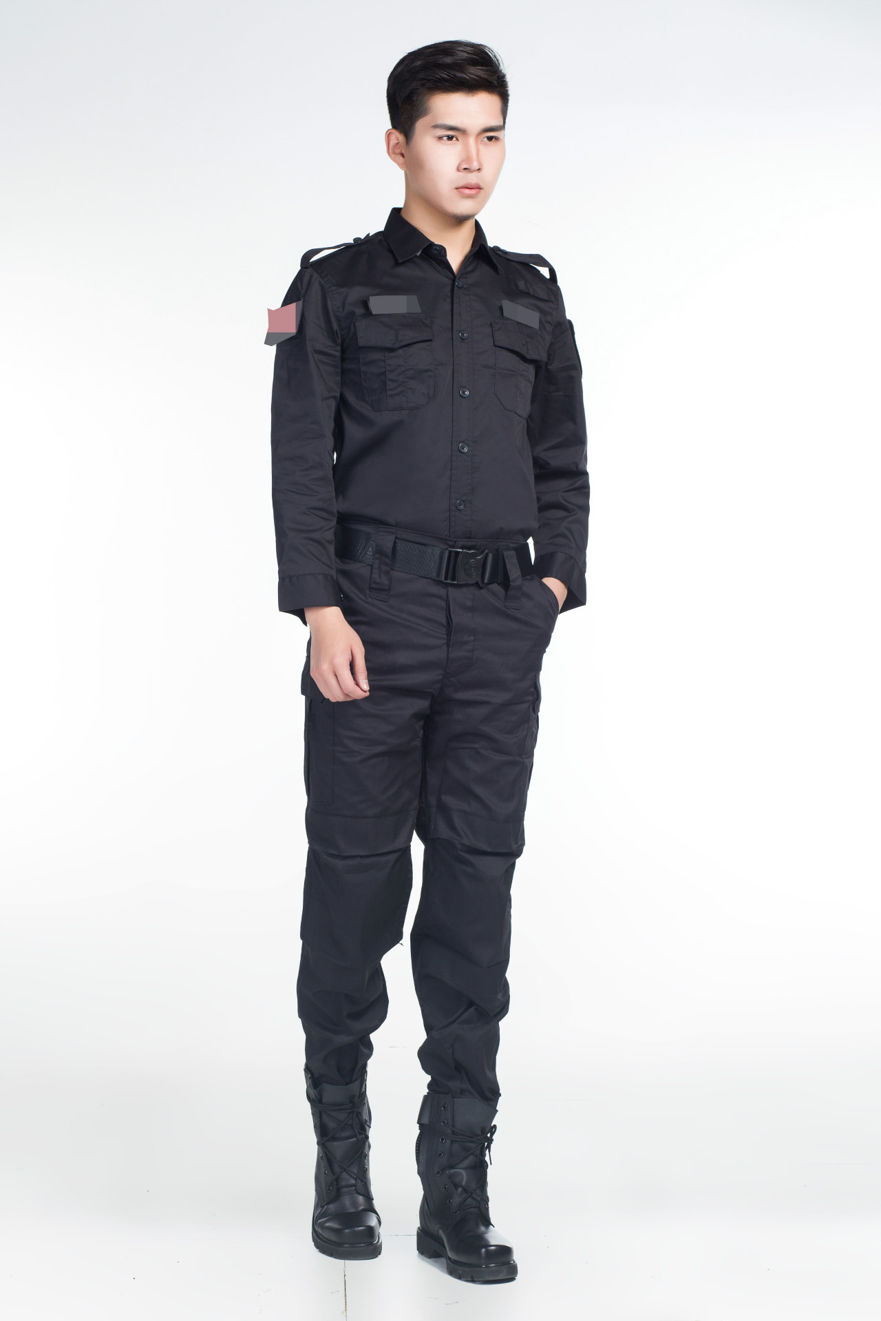 09式夏长袖保安制服短袖衬衣全套 军训常服保安服装蓝色衬衫