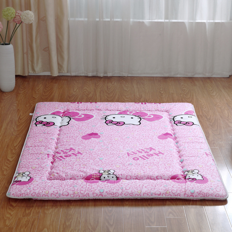 单双人可折叠加厚印花软榻榻米床垫斜纹磨毛学生用床褥磨毛垫被