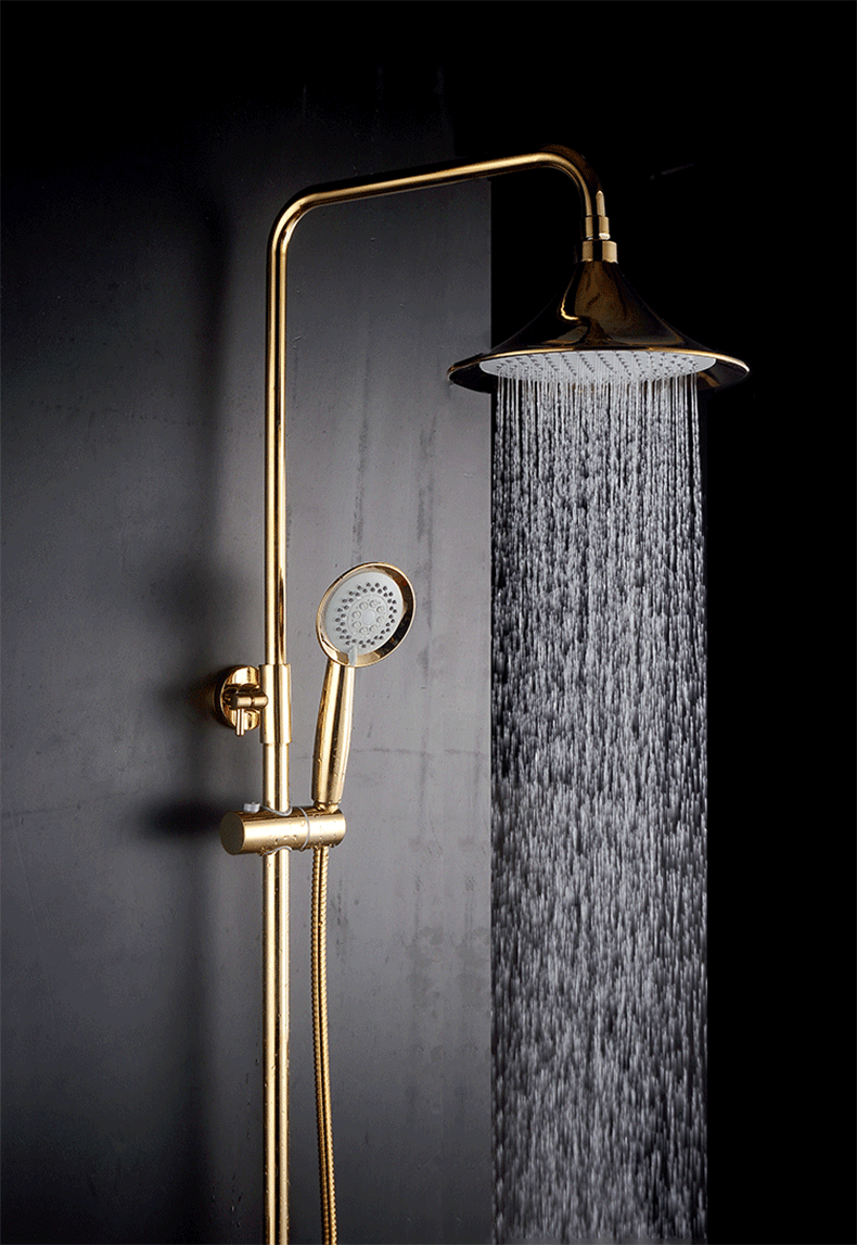 欧式卫浴 钛金淋浴花洒套装 小三档全铜冷热花洒 带升降杆