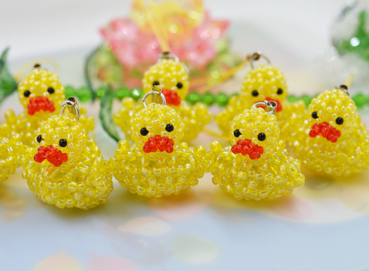 创意手工编织米珠串珠手机挂件批发小鸭子【大黄鸭】小黄鸭挂件