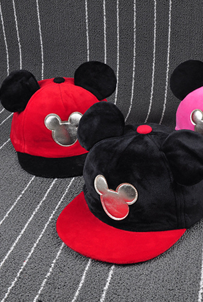 c962 绒布米奇耳朵棒球帽 宝宝平沿帽 儿童帽子2015秋冬款新