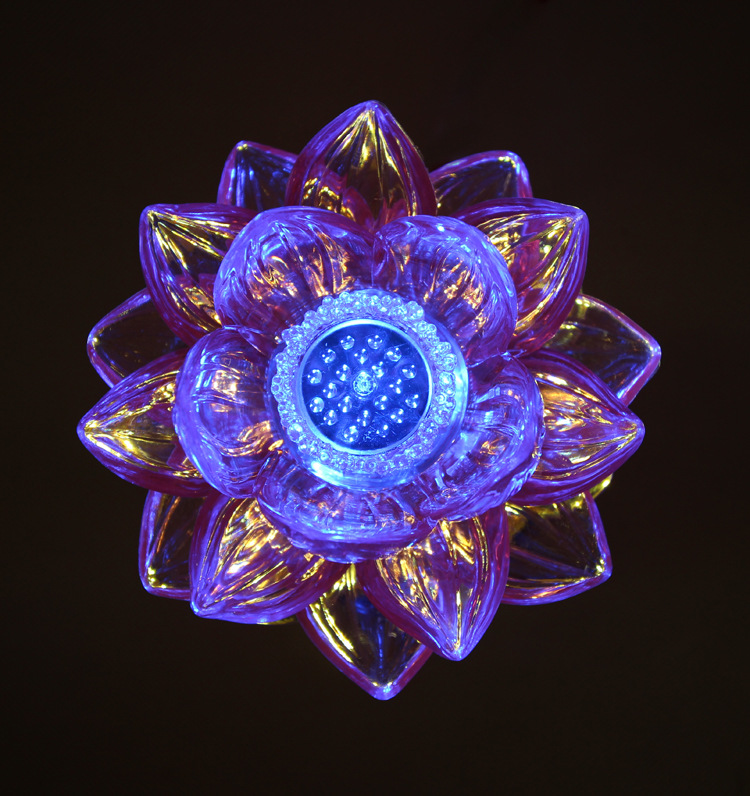 新款念经led莲花灯供灯七彩水晶灯佛前灯
