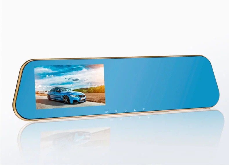 厂家直销 高清1080p夜视广角 后视镜行车记录仪 双镜头一体机