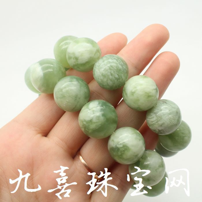 天然蓝田玉玉石手链17毫米玉器圆珠手串创意会销礼品工艺品