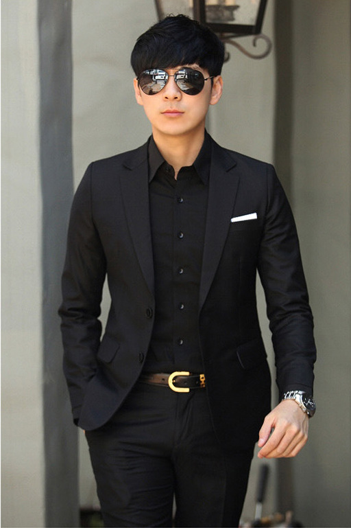 黑色职业正装男士西服套装韩版修身青年西装白领公司工作制服秋季