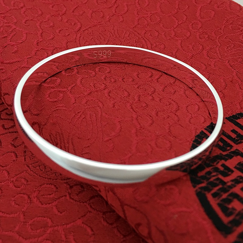 纯银贵妃手镯 女 999纯银光面银镯子民族风简约大气热卖节日送礼