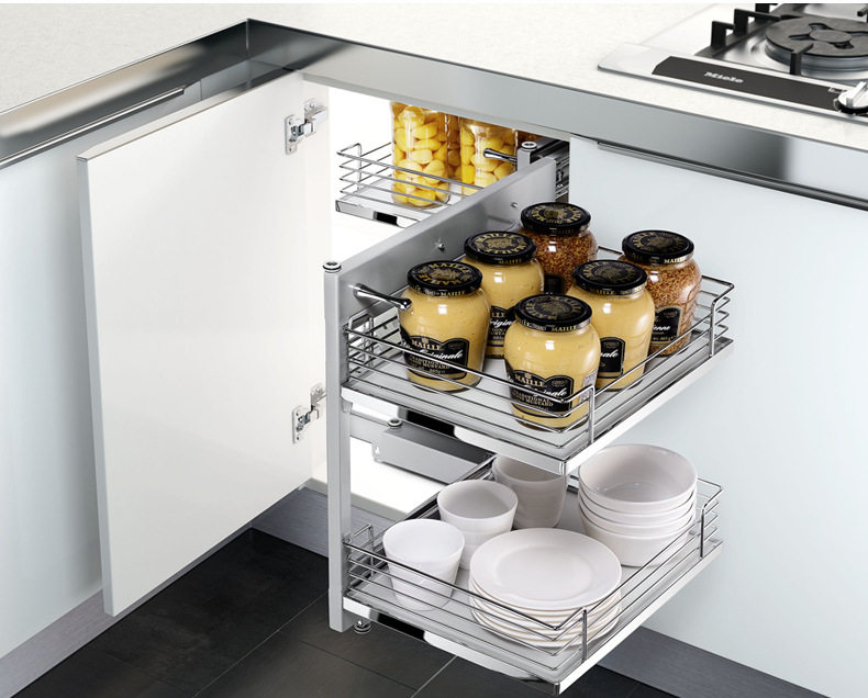 higold悍高转角拉篮不锈钢厨房橱柜拉篮全开小怪物