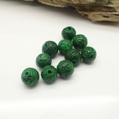 天然缅甸翡翠干青色路路通圆珠 dly饰品配饰散件散珠地摊玉器